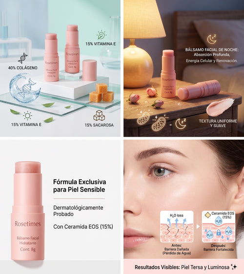 Bálsamo Facial Hidratante Stick Solución Completa Rosetimes